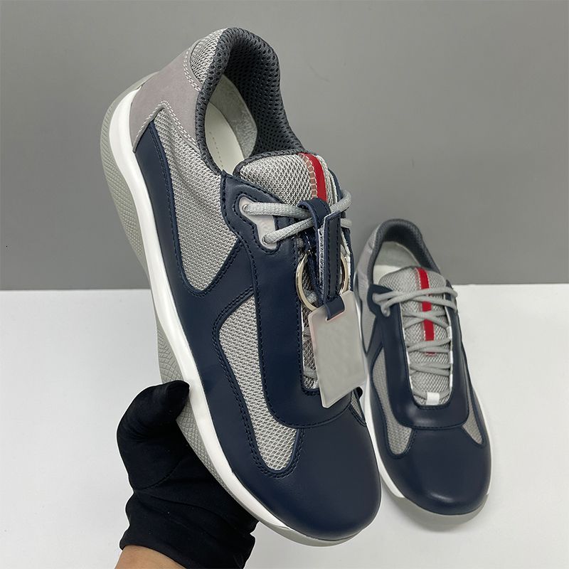 Top Quality EU36-49 Americas Cups Sneakers Designer Men Women Patent Leather Mesh Lace Up Sport Casual Trainers Breathable Comfort Casual Shoes 53 527 447 - 3 of 9