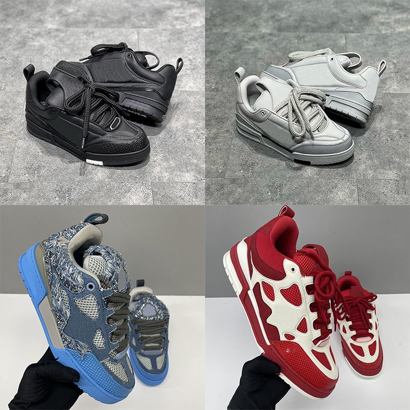 Top Quality Designer Men Women Low Top Skate Classic Sneakers Patchwork Leather Mesh Rhinestone Platform Casual Walking Lace Up Fashion Trainer Shoes EU36-47 - 1 of 8
