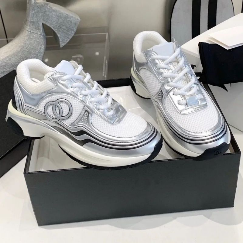 Designer shoes Thick soled Casual shoes women platform lace-up Travel leather 100% cowhide fashion lady Letters Flat Running Trainers men gym sneakers size 35-42 - 6 of 8