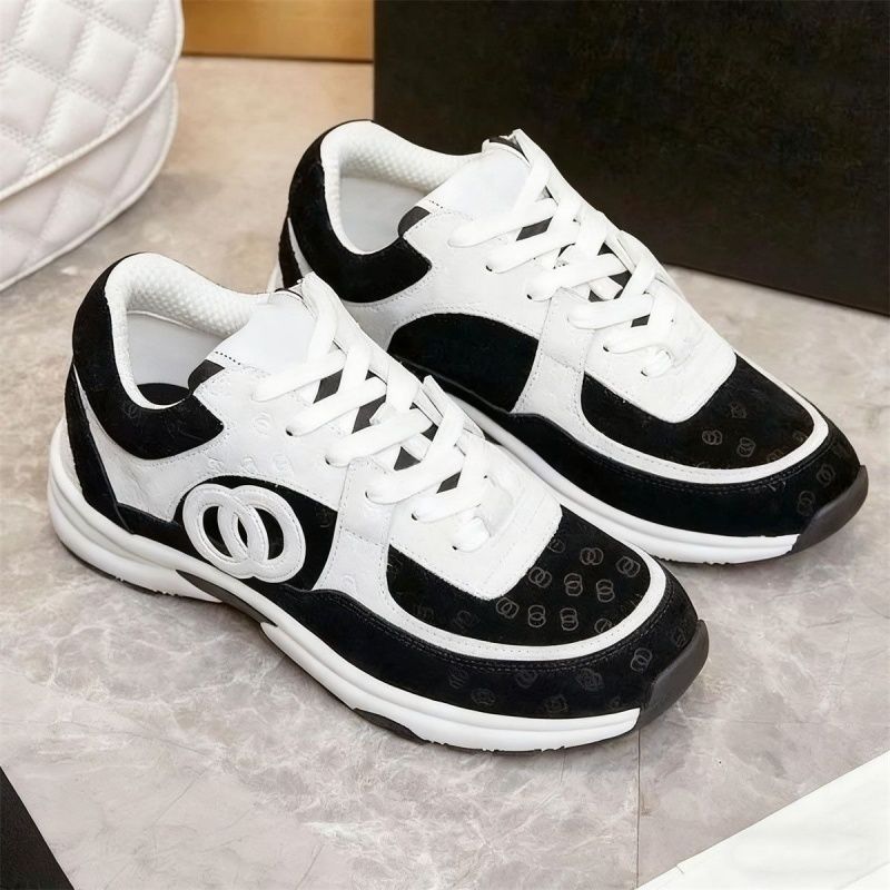 Designer shoes Thick soled Casual shoes women platform lace-up Travel leather 100% cowhide fashion lady Letters Flat Running Trainers men gym sneakers size 35-42 - 8 of 8