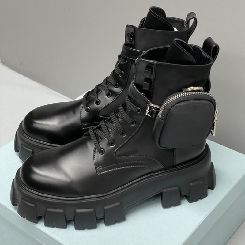 Designer Men Women Rois Ankle Boots Platform Martin Booties Real LeatherWith Removable Pouch Black Lady Outdoor Booties Shoes With Box High Quality 43 - 1 of 8