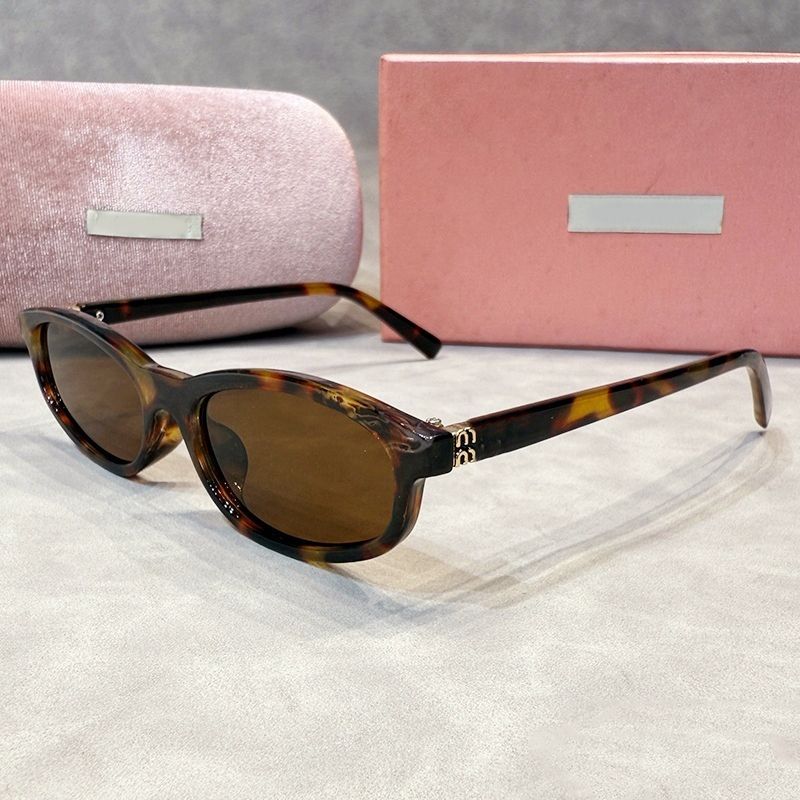 MU Designer Sunglasses For Women Men Small Oval Frame 04ZS UV400 Lightweight Tortoise MM Glasses Thin Acetate Gold Brown Pink Lenses - 7 of 8