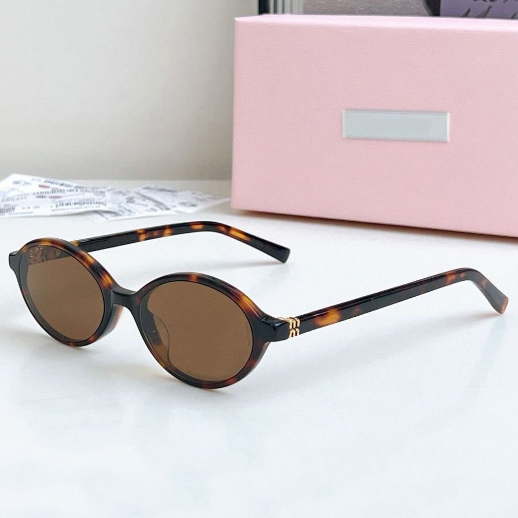 MU Designer Sunglasses For Women Men Small Oval Frame 04ZS UV400 Lightweight Tortoise MM Glasses Thin Acetate Gold Brown Pink Lenses - 2 of 8