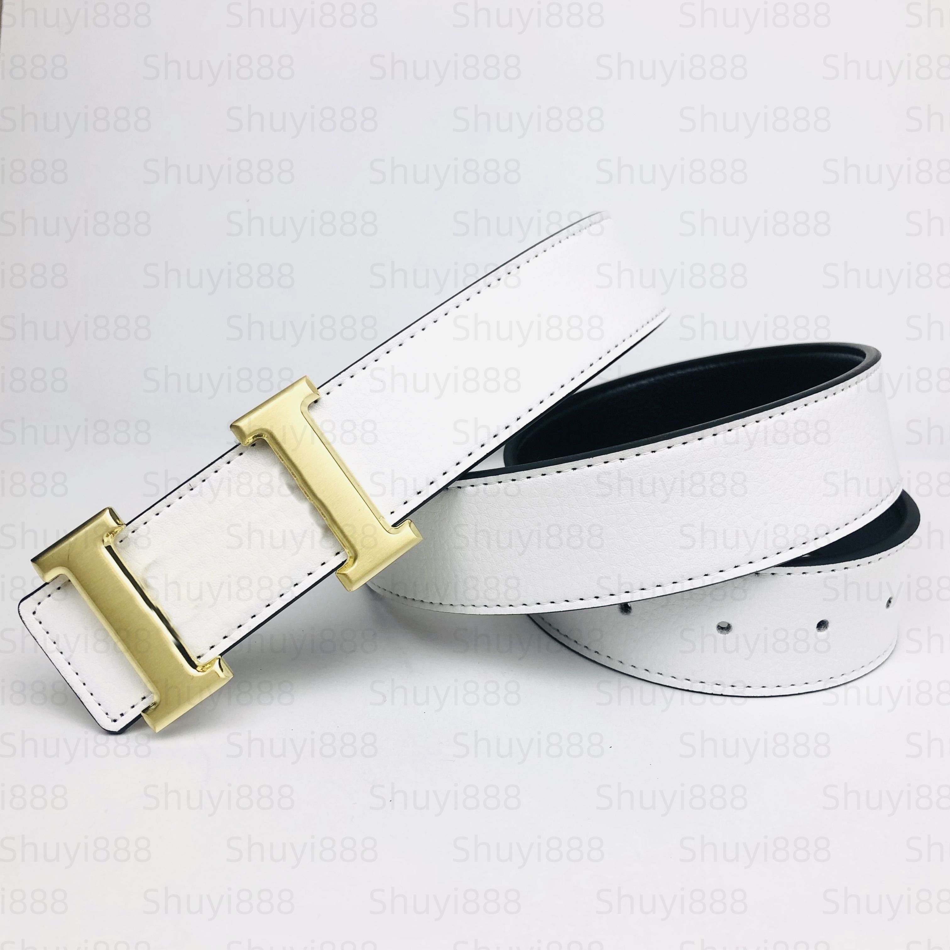 men belt designer women belt mens belt ceinture fashion belt womens belt 38mm genuine leather letter H buckle belt classic business leisure girdle with box - 9 of 9