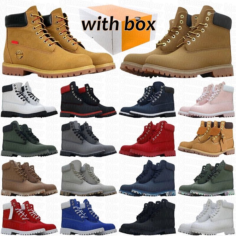 With Box Designer Boots Cowboy White Black Blue Pink Hiking Ankle Booties Men Women Winter Shoes tan bottom Platform Half Boot - 1 of 8