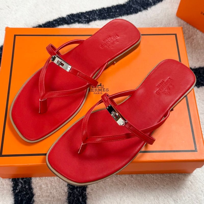 Hermes Miss sandal women Empir Kelly Buckle Thong designer Sandals Genuine Leather Flat Minimalist Slip On Summer Beach Flip Flop Slippers Multi Colors - 3 of 8