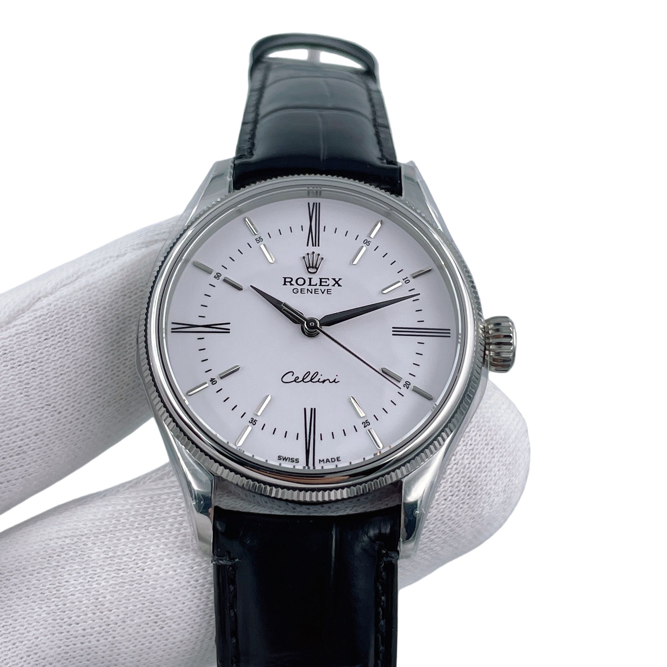 U1 Rolex Cellini Time 39MM Sapphire Glass Automatic Stainless Steel Watch Bezel Men's Watch Sapphire Glass Case New Black Case - 1 of 8