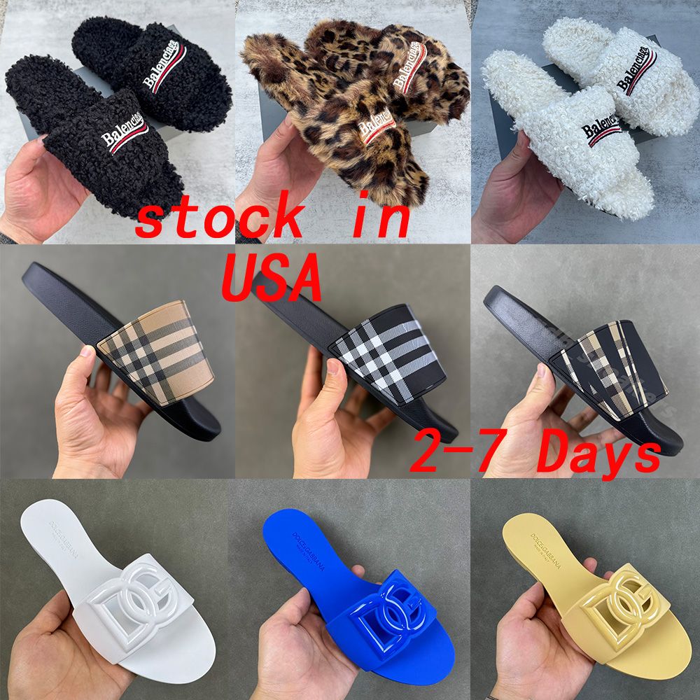 Designer Slides Fashion Shoes Sandals Wool integrated Women Men slippers Slides Size 35-48 - 1 of 7