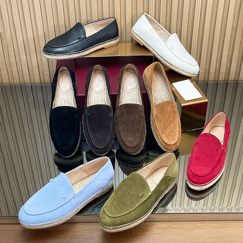 Chic Women Loafer Slides Espadrille Mules Straw Woven Suede Leather Designer Casual Shoes Backless Loafers Breathable Straw Mesh 1034 - 1 of 8