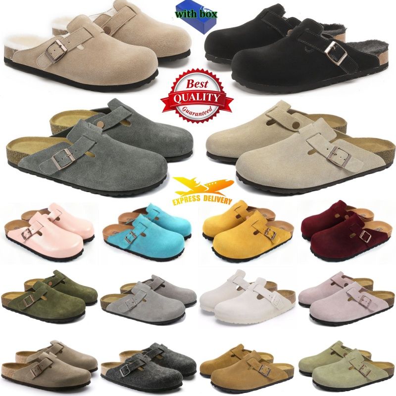 With Box Designer briskenstockk Clogs Sandals clog Slippers Cork Flat High Quality Fashion Summer Genuine Leather Slide Favourite Beach Casual Shoes Women Men - 1 of 8