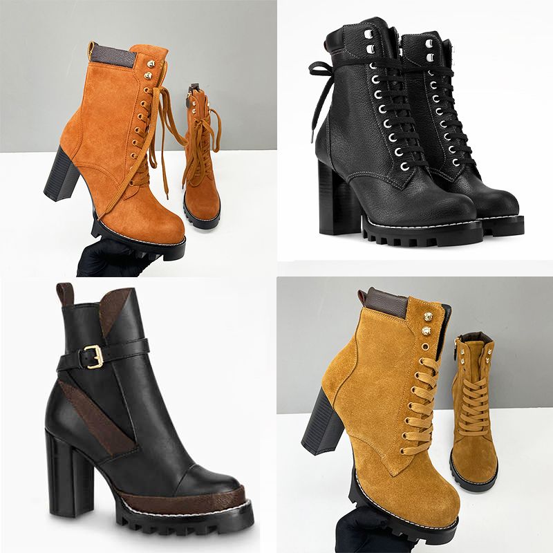 2026 New Designer Star Trail Ankle Boots Women High Heels Boot Classic Martin Desert Boots Girls Lady Suede Leather Boots Print Letter Platform Boot Shoes 013 - 1 of 8
