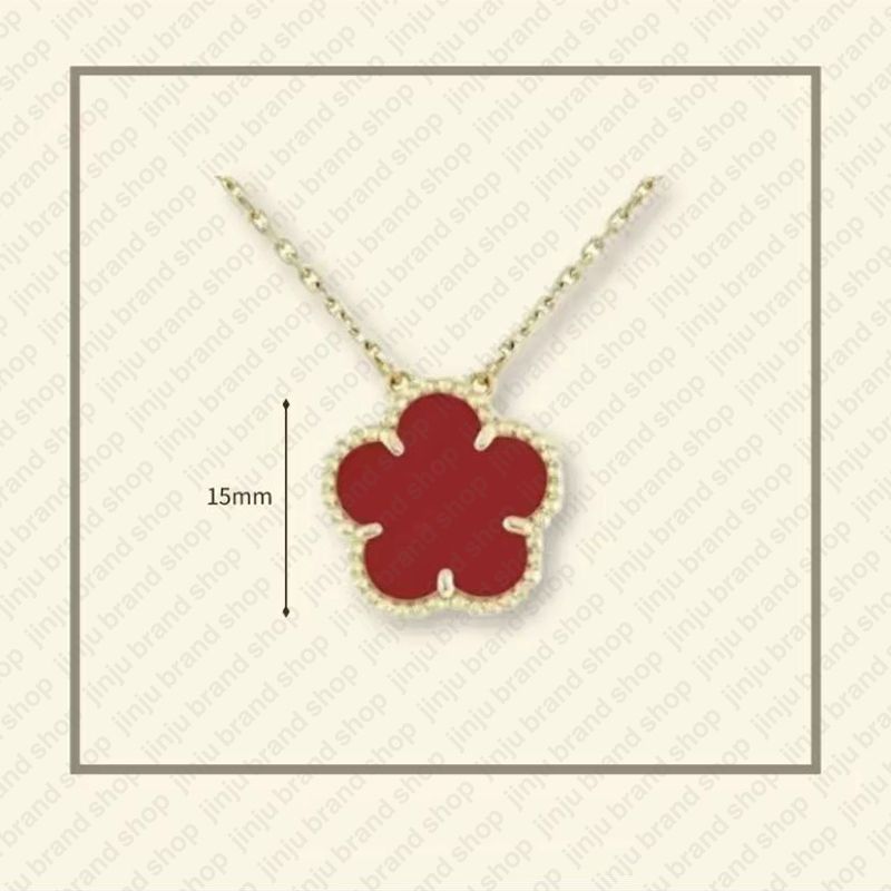 necklace designer for women Classic 15MM necklace clover stainless steel jewlery mother of pearl diamonds flower pendant necklace designer jewelry women gift box - 5 of 9