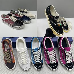 Pink Blue Eu45 New Luxury Canvas Walking Shoes Sneakers For Men Women Pearl Trainers Vintage Sports Casual Shoes Lace-Up Shoe 1083 - kickcraft