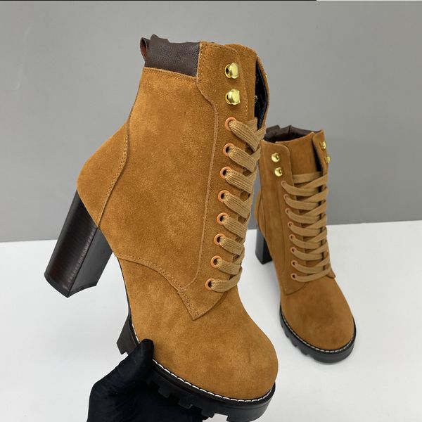 Suede Star Trail Boots Designer Women Boots Leather High Heels Winter Martin Boot Womens Ankle Booties Vintage Style 013 - Shoes & Accessories - kickcraft