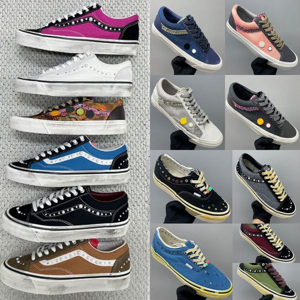 26S New Luxury Pearl Canvas Designer Pearlized Shoes Men Women Vintage Pendant Lace Up Trainers Casual Sports Lightweight Comfortable Daily Walk Flat Shoes 1083 - Fashion Collection - kickcraft