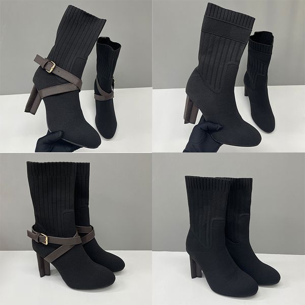 Designer Women Sock Boots Silhouette Ankle Boot Black Martin Booties Stretch High Heel Boots Over The Knee Boots Winter Canvas Cowboy Boots Thick Letter Shoes 50 - Shoes & Accessories - kickcraft
