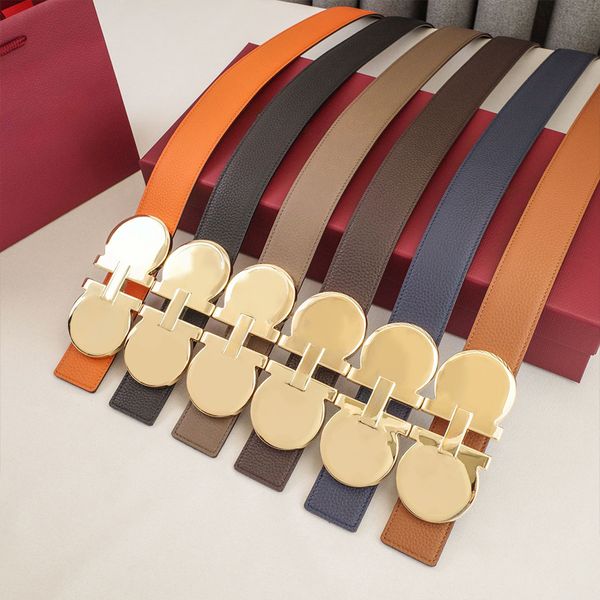 Mens Woman Belt Luxury Genuine Leather Belts Golden Silver Smooth Buckle 3.5cm 3.8cm Width Man Woman Waistband Lychee Texture 16 Model Optional Waist Girdle - Fashion Collection - kickcraft