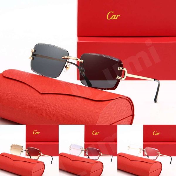 Luxury Designer Sunglasses Panthere Santos Rimless Metal Frame Titanium Gold Tone Leopard Claw Detail UV400 Protection Fashion Eyewear For Men Women With Box - Fashion Accessories - kickcraft