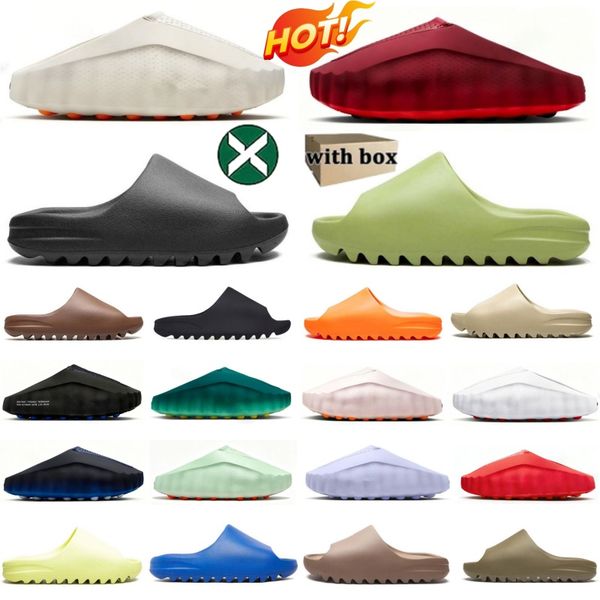 Free Shipping Designer slides for men slippers 001 onyx Bone Azure Flax Pure Ochre glow green Resin Soot womens sandals solid slide slipper sandal - Shoes & Accessories - kickcraft