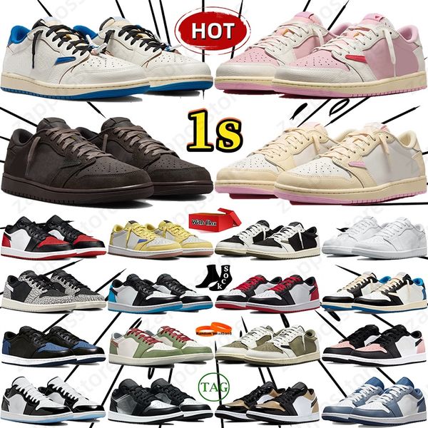Designer for Men Women Low 1 1s Basketball Shoes Sneakers Black Phantom Tropical Pink Sail Medium Olive Outdoor Sports Trainers Sneaker Traviscotts Shoes EUR 36-45 - Shoes & Accessories - kickcraft