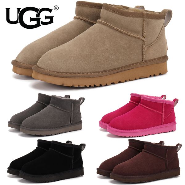 UGG Women's Classic Ultra Mini Snow Boots Suede Shearling Lined Flat Sole Anti-slip Warm Winter Ankle Boots Multiple colors - Shoes & Accessories - kickcraft