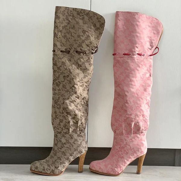 women over the knee boots winter canvas cowboy boots high heel boots fashion dress shoes womens designer shoes boots party wear 684 50 - Shoes & Accessories - kickcraft