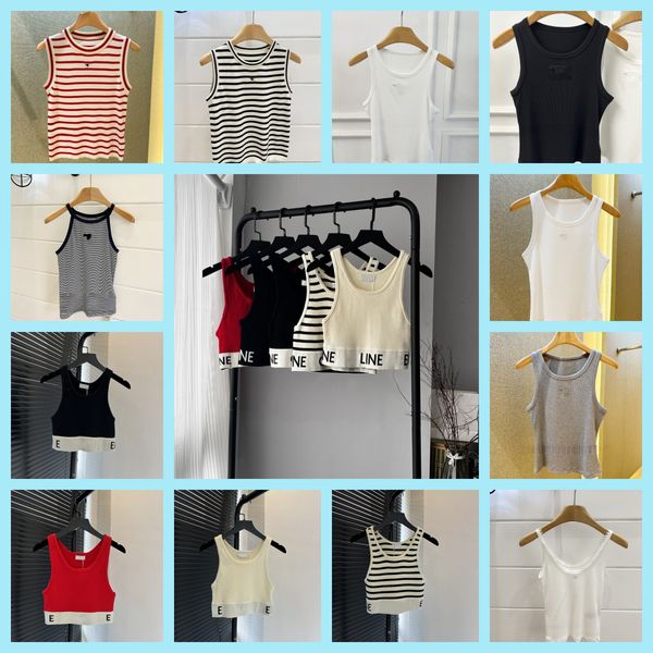 Women's T Shirts Women Tank Top Womens Designer Shirt Black White Strip Letter Summer Short Sleeve Ladies Clothing Size S-L Camis Tops Femme - Apparel - kickcraft