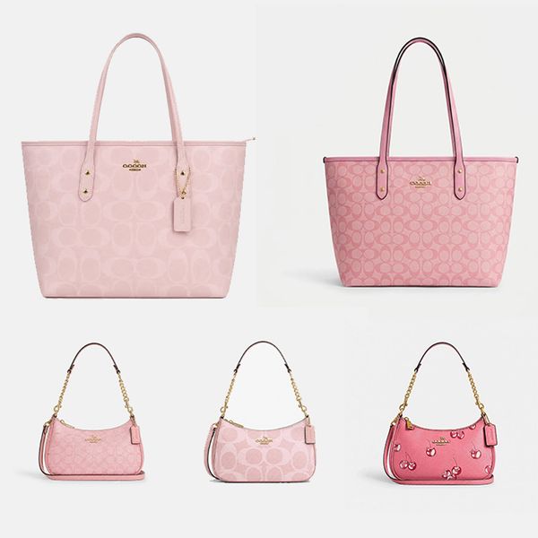 Pink Tote Bag Designer Bag Large Capacity Bag Women's Shopping Bag Canvas With Metal Hardware Classic Fall Winter Fashion BagClassic Fall/Winter Fashion Bag - Bags, Luggage & Accessories - kickcraft