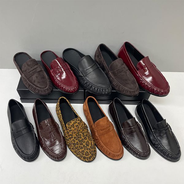 Top Quality Ruched Penny Loafers Le Loafers Backless Mules Designer Men Women Creased Real Leather Suede Slip On Flat Dress Shoe Classic Daily Street Shoe Size EU35-47 - Fashion Collection - kickcraft