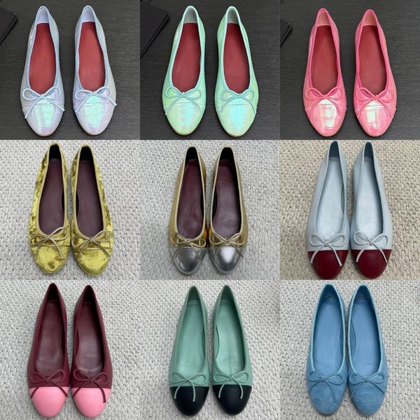 26 Womens Designer Shoes Ballet Flats Loafers colorful suede leather Mesh Dress Shoes Dolly Ballerine Flat Fashion Bow Sandals Slides Bridal Wedding Shoes 1205 891 - Shoes & Accessories - kickcraft