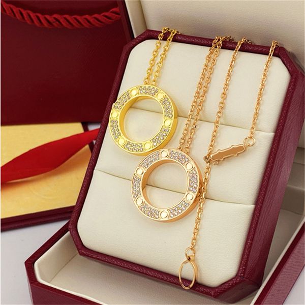 Luxury Designer Necklace Diamond Screw Love Necklaces For Men Cool Aesthetic Double Hoop Cjeweler Chains Woman Pendant Necklaces Ladies jewlery designer for women - Jewelry - kickcraft
