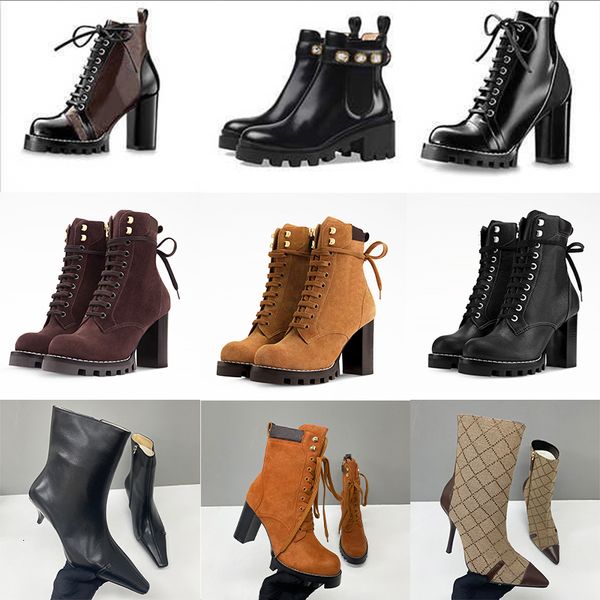 2026 Designer Star Trail Ankle Boots Martin Desert Boot High Heels Boots Women Leather Boots Vintage Print Jacquard Textile Fashion Platform Suede Boot Shoes 013 - Fashion Collection - kickcraft