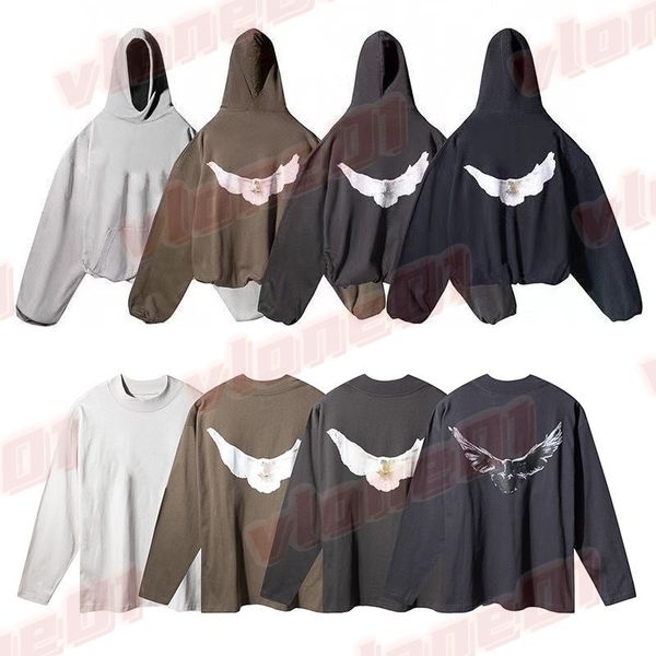 Mens Hoodies Man Women Designer White Dove Pattern Print Long Sleeve Hoodie Designers Womens Street Style Hip Hop Sweatshirt Size S-XL - Apparel - kickcraft