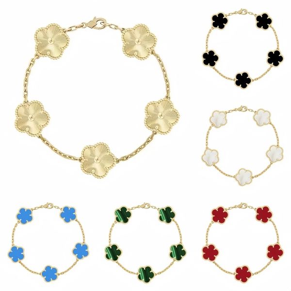 have 5 flower bracelet designer jewelry women bangle classic wedding gift white mother-of-pearl diamond bracelet fashion charm 18K gold plated 4 leaf clover bracelet - Jewelry - kickcraft