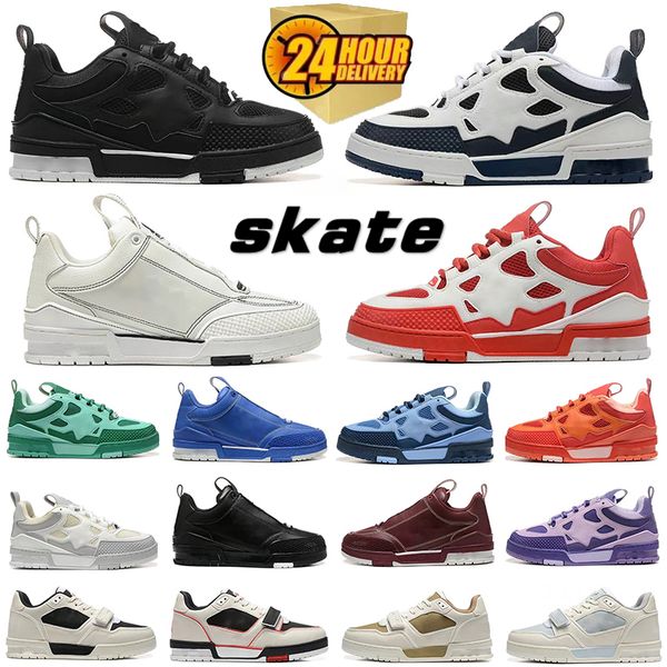 Designer Skate Series Sneakers Men Women Casual Shoes Top Quality Calfskin Platform Trainers Leather Lace-Up Overlays Sneaker - Shoes & Accessories - kickcraft
