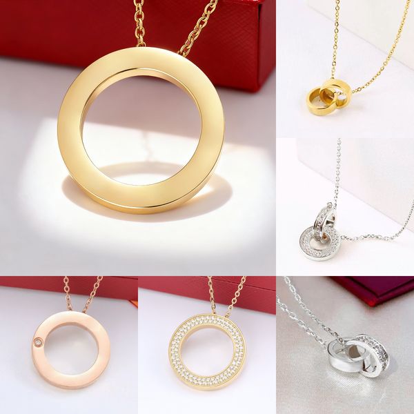 love necklace luxury jewelry designer necklace for woman circle pendant necklace with diamond 45cm screw necklace cross stone stainless steel necklace womens gift - Jewelry - kickcraft