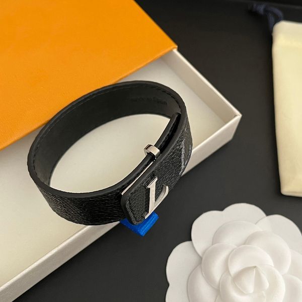 Luxury Men Leather Bracelet Bangle Black With Womens Birthday Gifts Bangle Hand Jewelry Christmas Fashion Style Gift Bracelet - Jewelry - kickcraft
