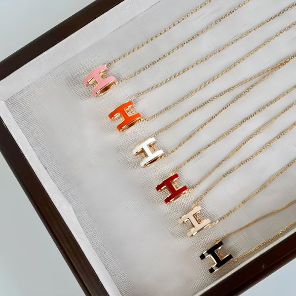 luxury jewelry designer necklace designer for women pendant necklaces enamel letter classic unisex stainless steel colorfast Christmas Valentine's Day necklace - Jewelry - kickcraft