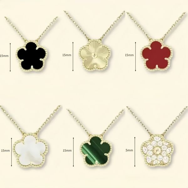 flower necklace designer for women classic clover necklace 15mm stainless steel iewlery mother of pearl diamonds pendant necklace designer iewelry women gift box - Jewelry - kickcraft